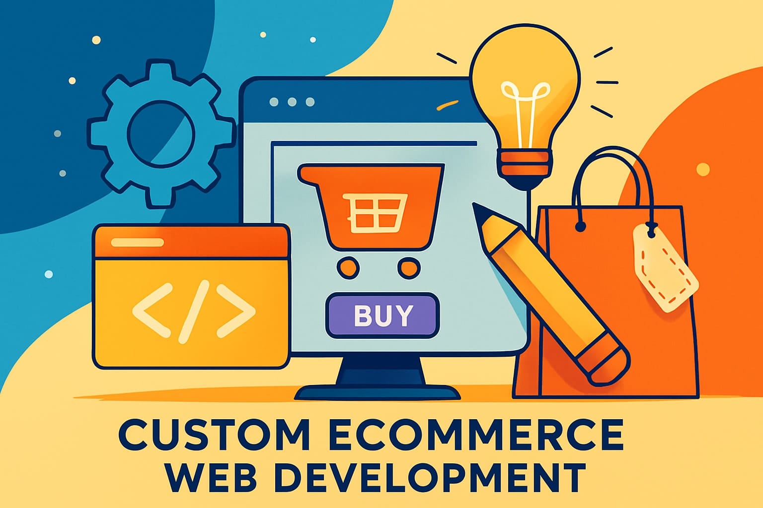 Custom eCommerce web development illustration.