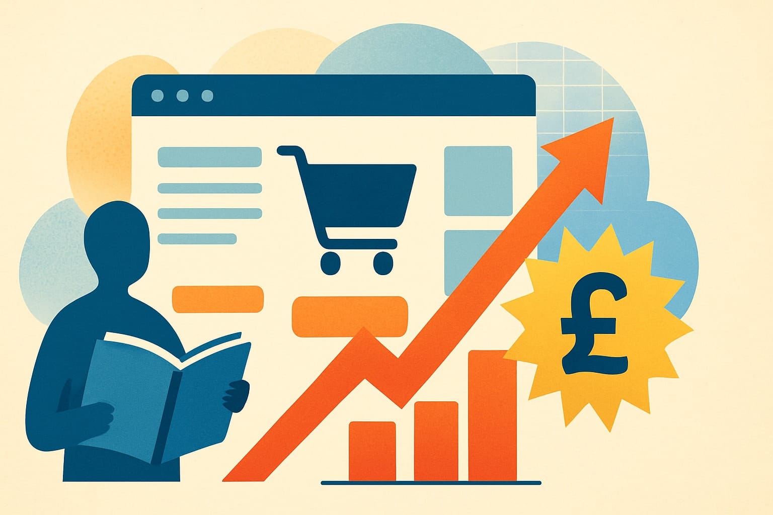 E-commerce growth with rising profits illustration.