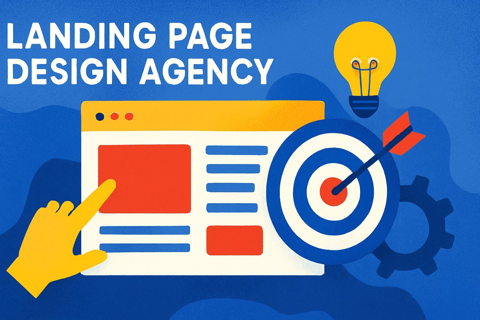 Landing page design agency illustration with target and lightbulb.