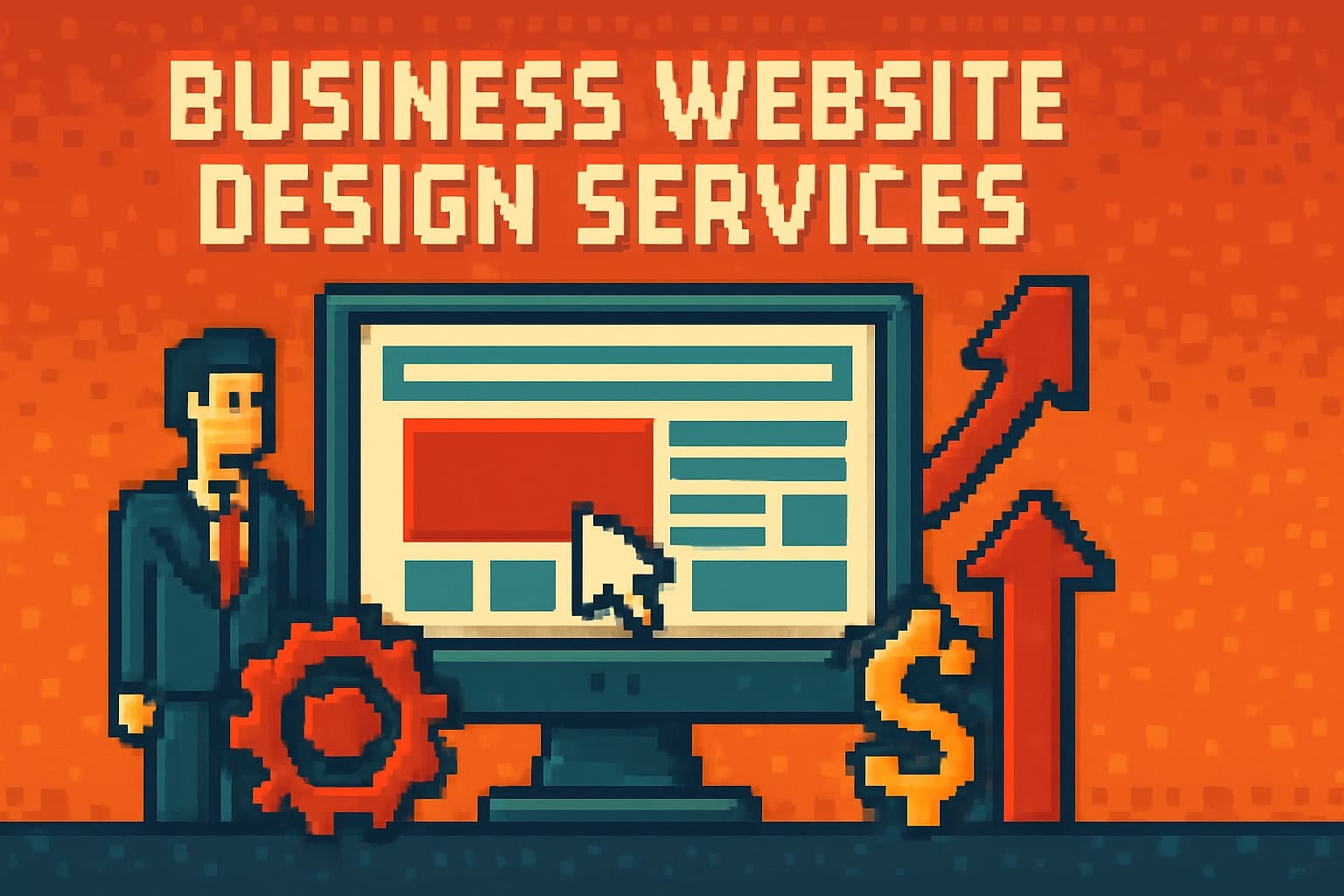 Business website design services illustration with monitor.