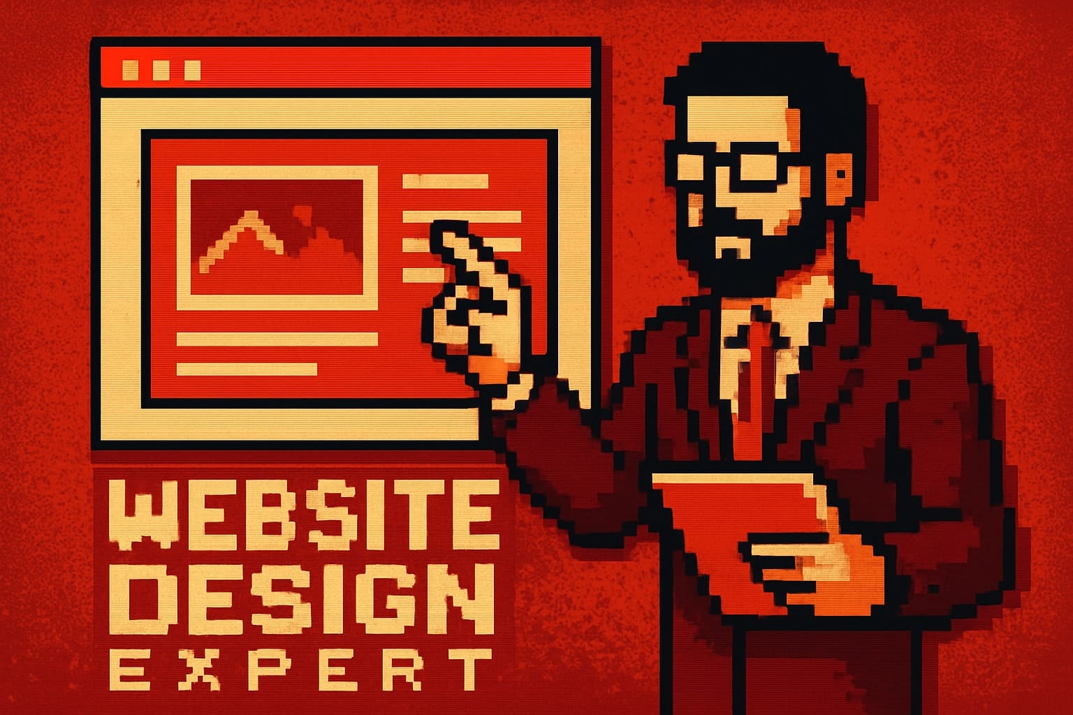 Pixel art man: website design expert
