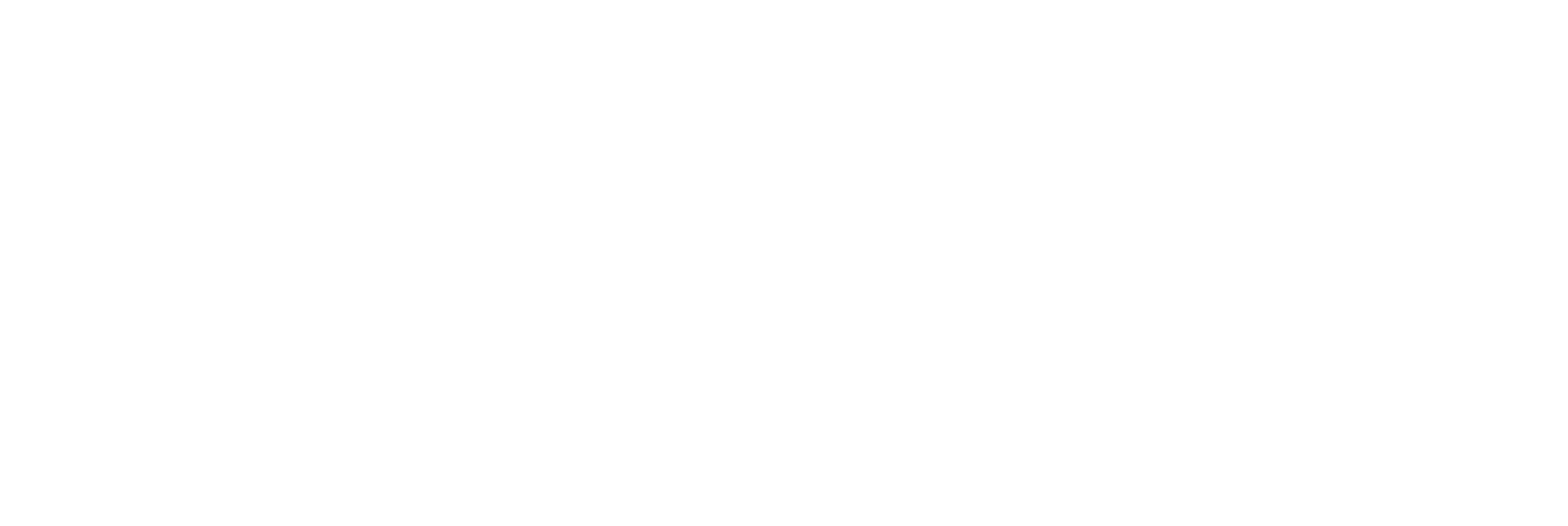 Stylised white logo on black background
